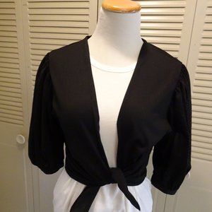Custom made Black BIG Sleeve tie waist Knit top S M